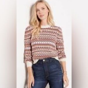 Evereve Haylo Fair Isle Puff Sleeve Sweater